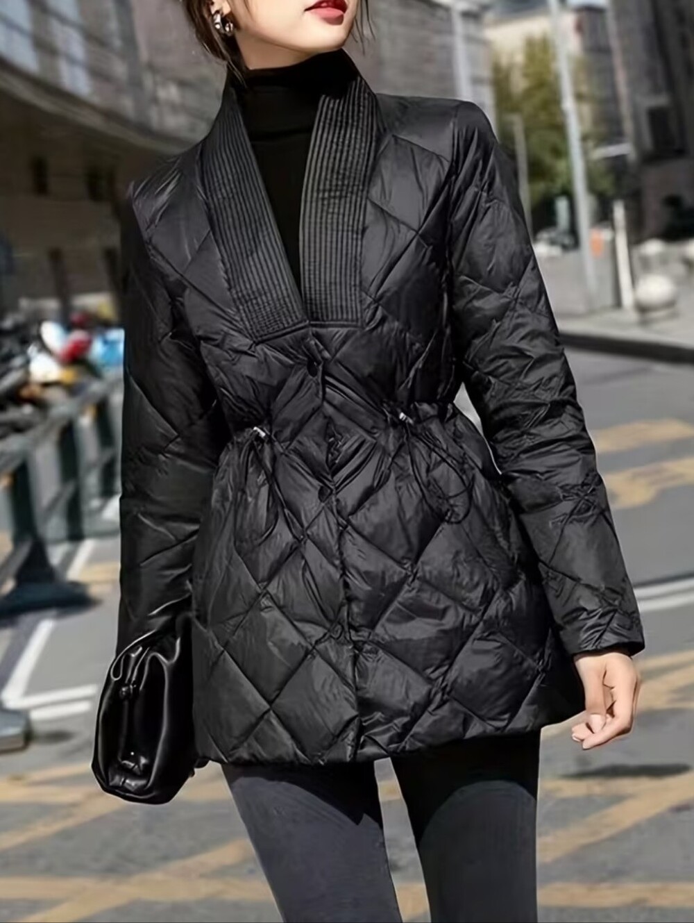 Quilted Puffer Black Padded Fall Winter Jacket Coat New Size M